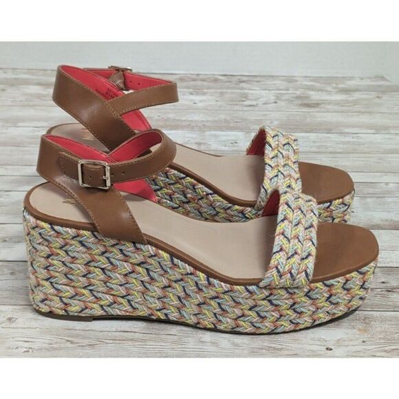 Mix No.6 Cammie Womens Size 8.5M Multicolor Chevron Wedge Heel Espadrille Sandal - Picture 2 of 11
